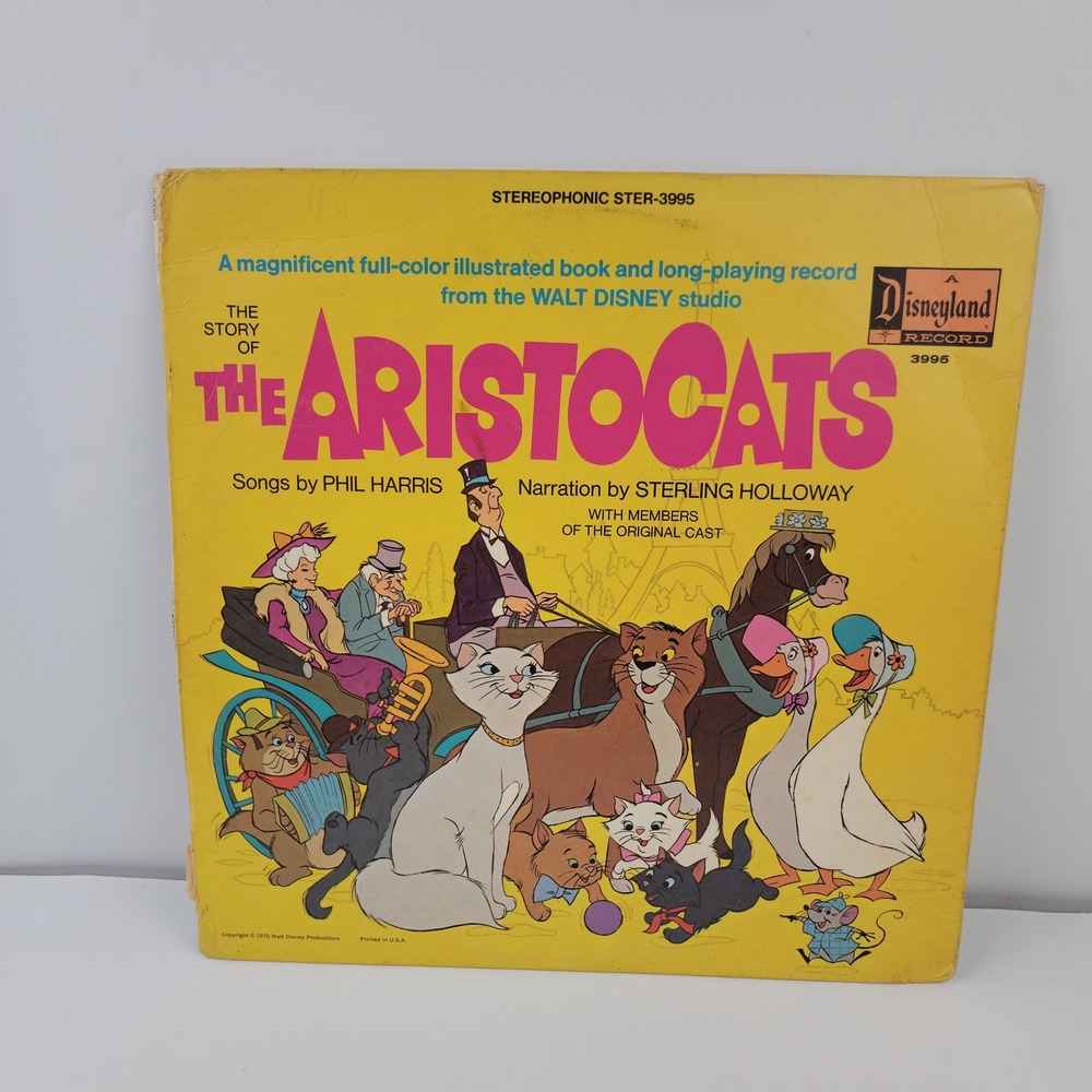 Vintage 1970 Walt Disney The Aristocats Vinyl Record Storybook STER-3995